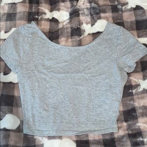 Grey crop top tee.